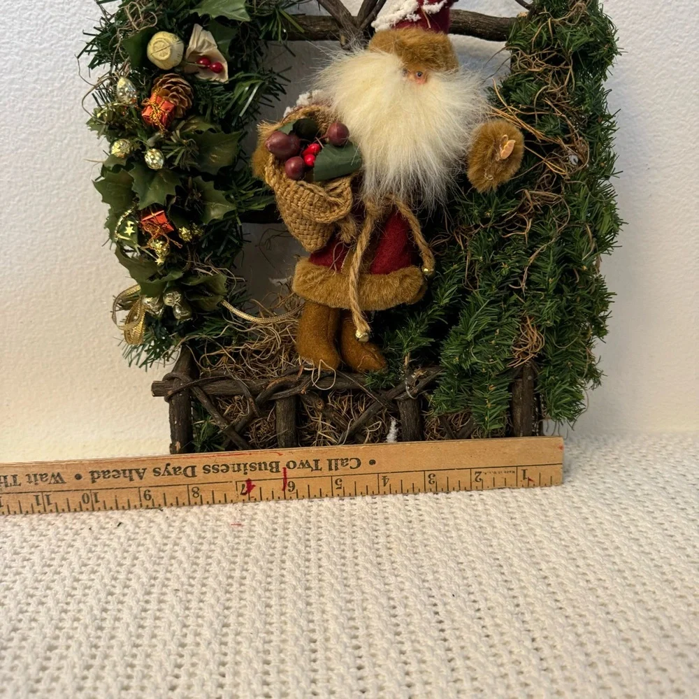 Festive Santa Holiday Wreath – Greenery Christmas Décor